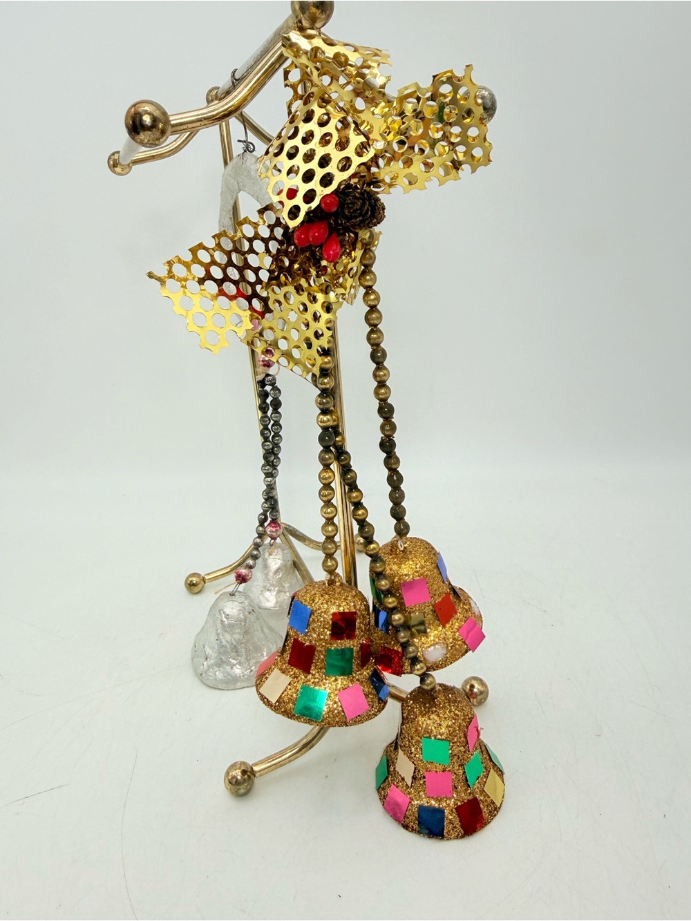 Vintage cardboard bells and mercury glass garlands - holiday decor